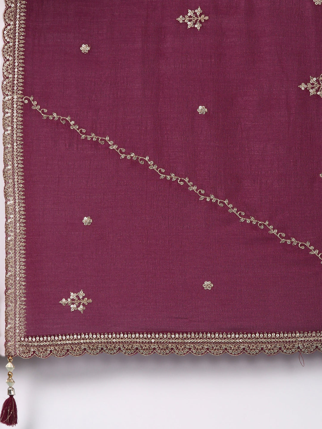 Neerus Maroon silk anarkali suit set - detail view 4