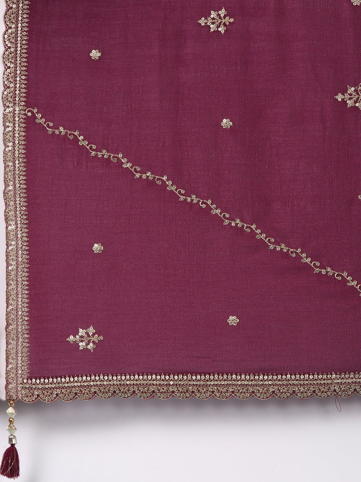 Neerus Maroon silk anarkali suit set - detail view 4