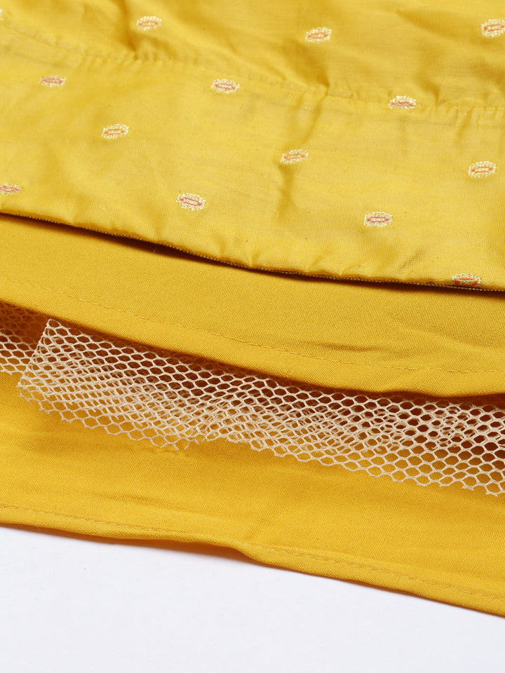 Neerus Yellow Chanderi Embroidered Anarkali Suit Set - side view