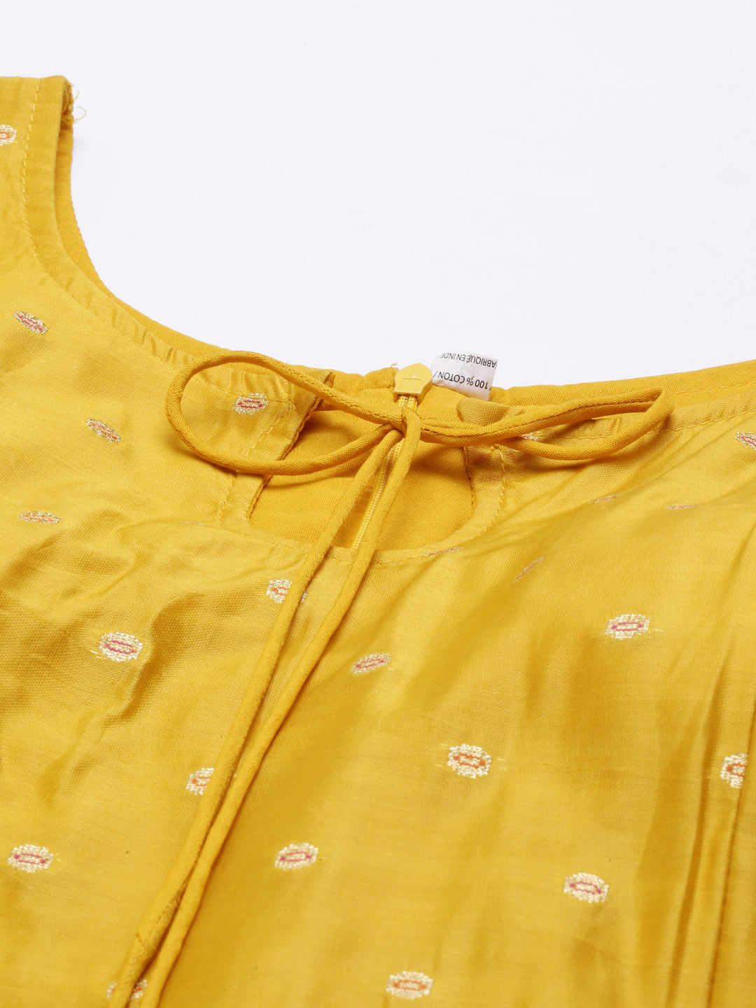 Neerus Yellow Chanderi Embroidered Anarkali Suit Set - detail view 3