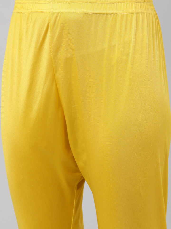 Neerus Yellow Chanderi Embroidered Anarkali Suit Set - detail view 8