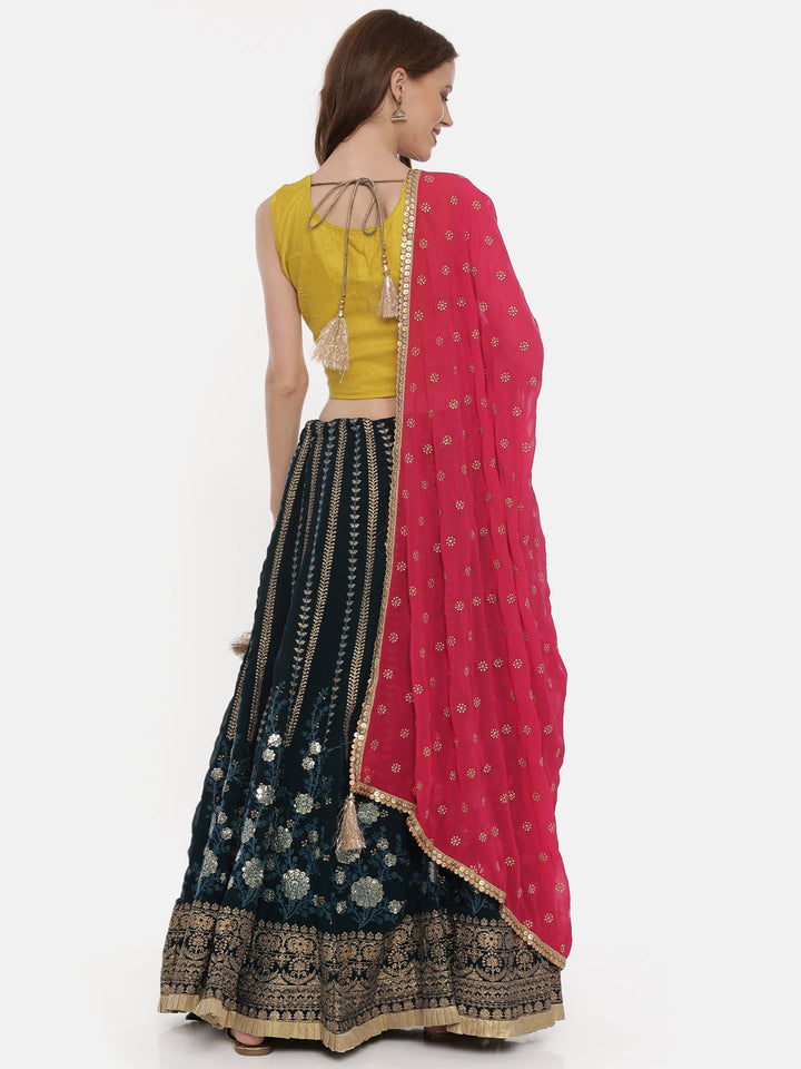 Neerus Yellow Georgette Printed Lehenga Ghagra Set - detail view 3
