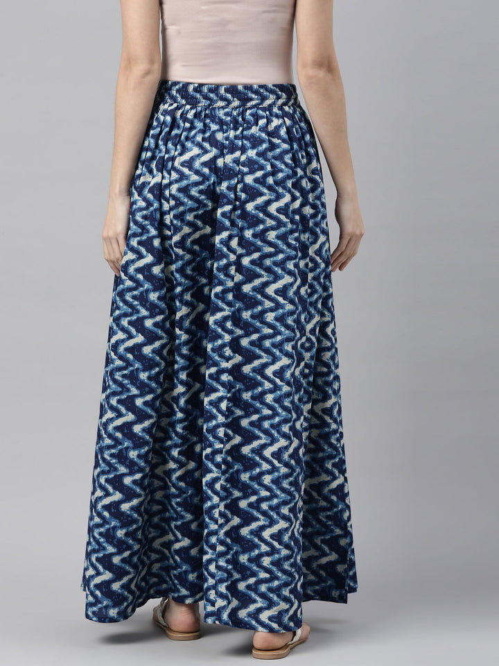 Neerus Blue cotton solid palazzo pants - detail view 2