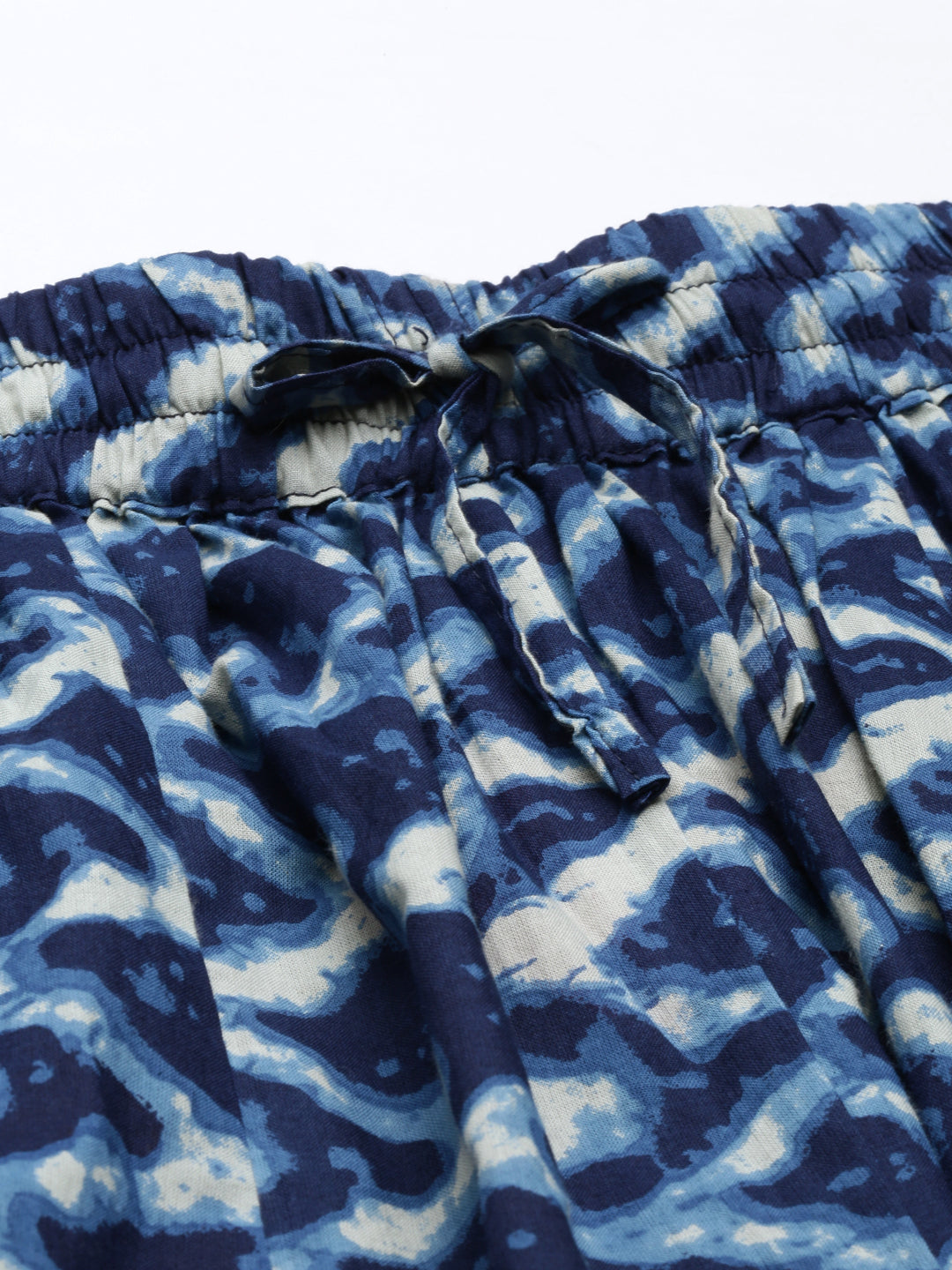Neerus Blue cotton solid palazzo pants - detail view 3