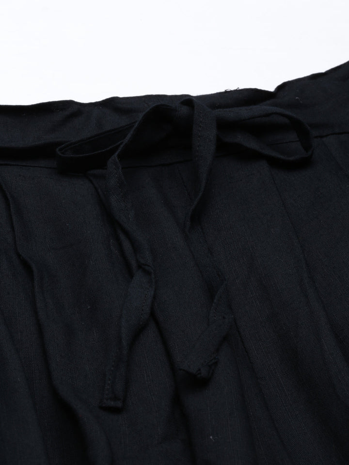 Neerus Black rayon solid dhotti bottom - detail view 3