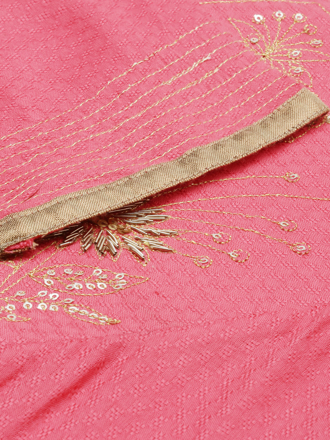 Neerus Red embellished high-low kurta - detail view 1