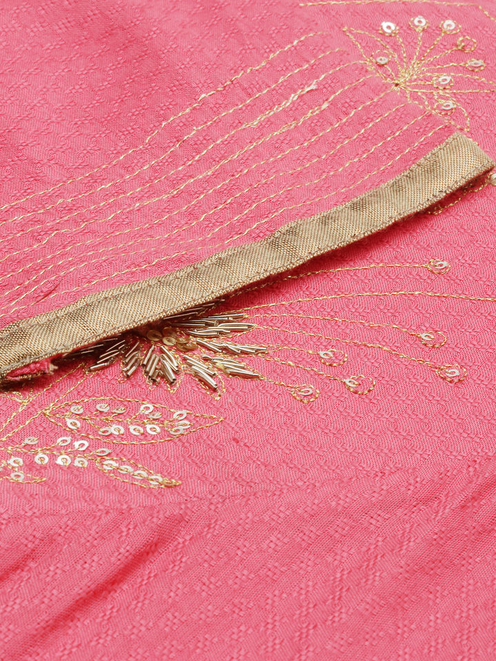 Neerus Red embellished high-low kurta - detail view 1