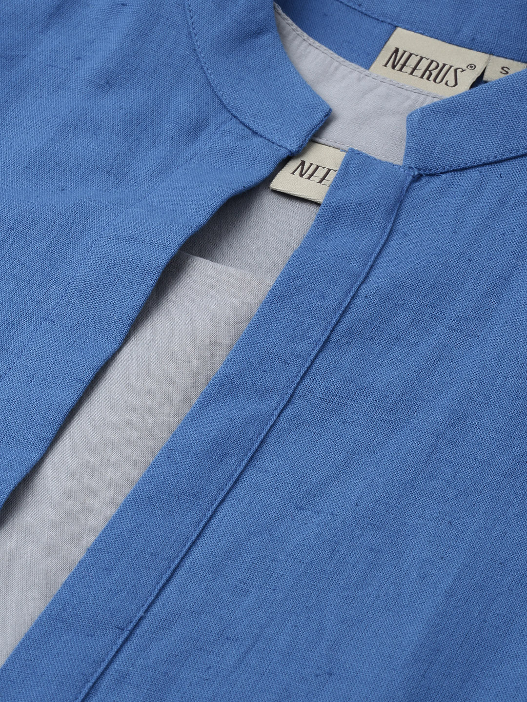 Neerus Blue embroidered layered A-Line kurta - back view