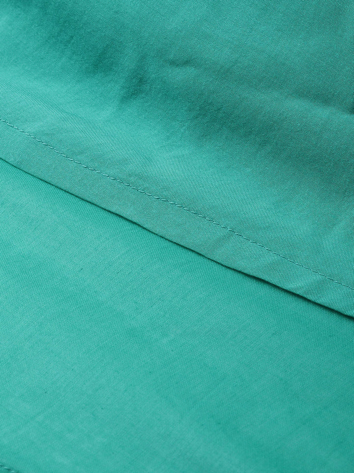Neerus Green muslin embellished A-line kurta - detail view 4