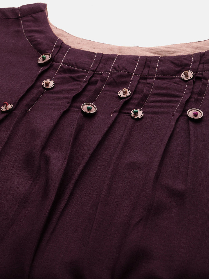 Neerus Purple rayon high-low kurti - back view