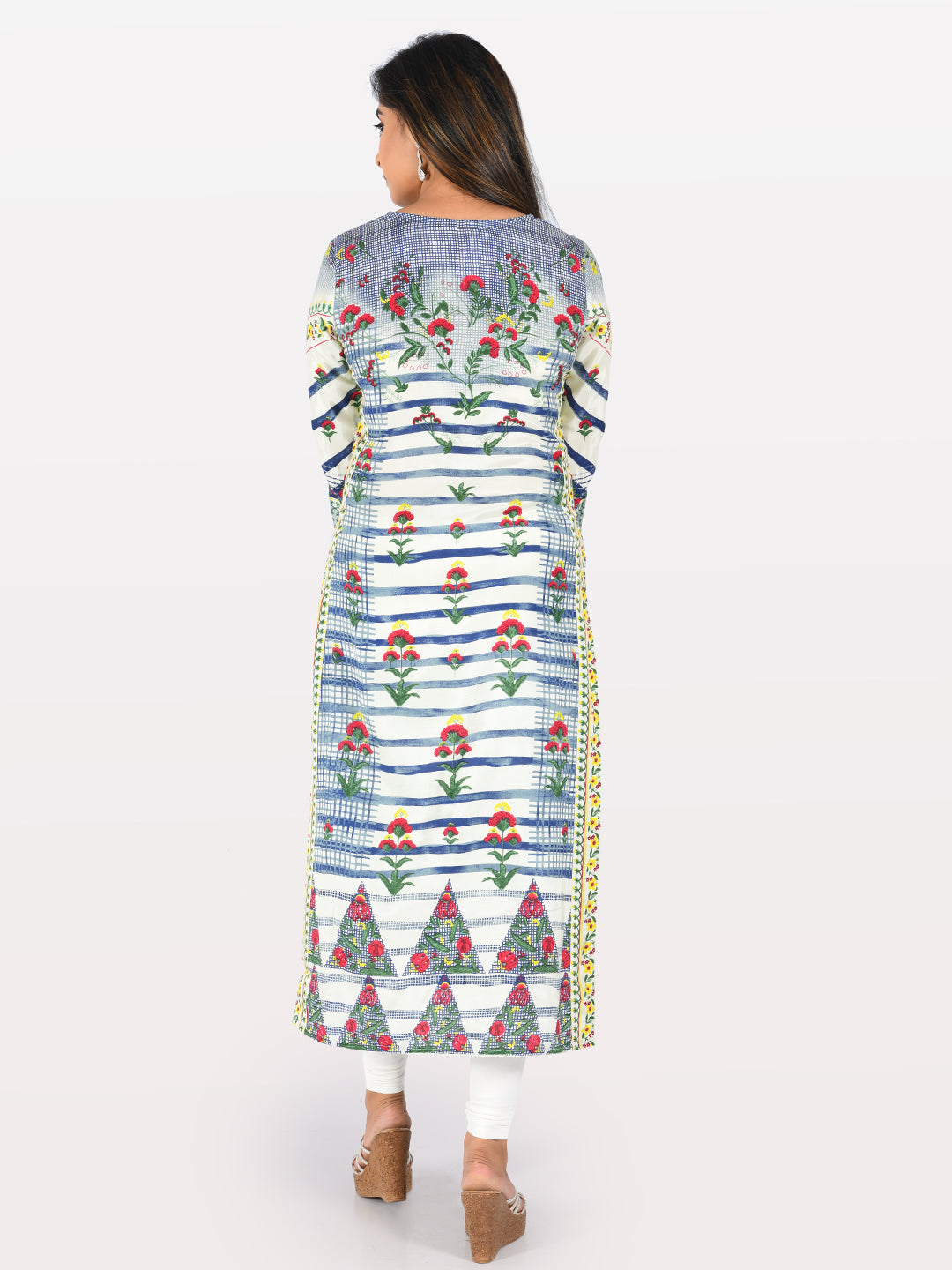 Neerus Multi printed straight kurta ethnic motif - side view