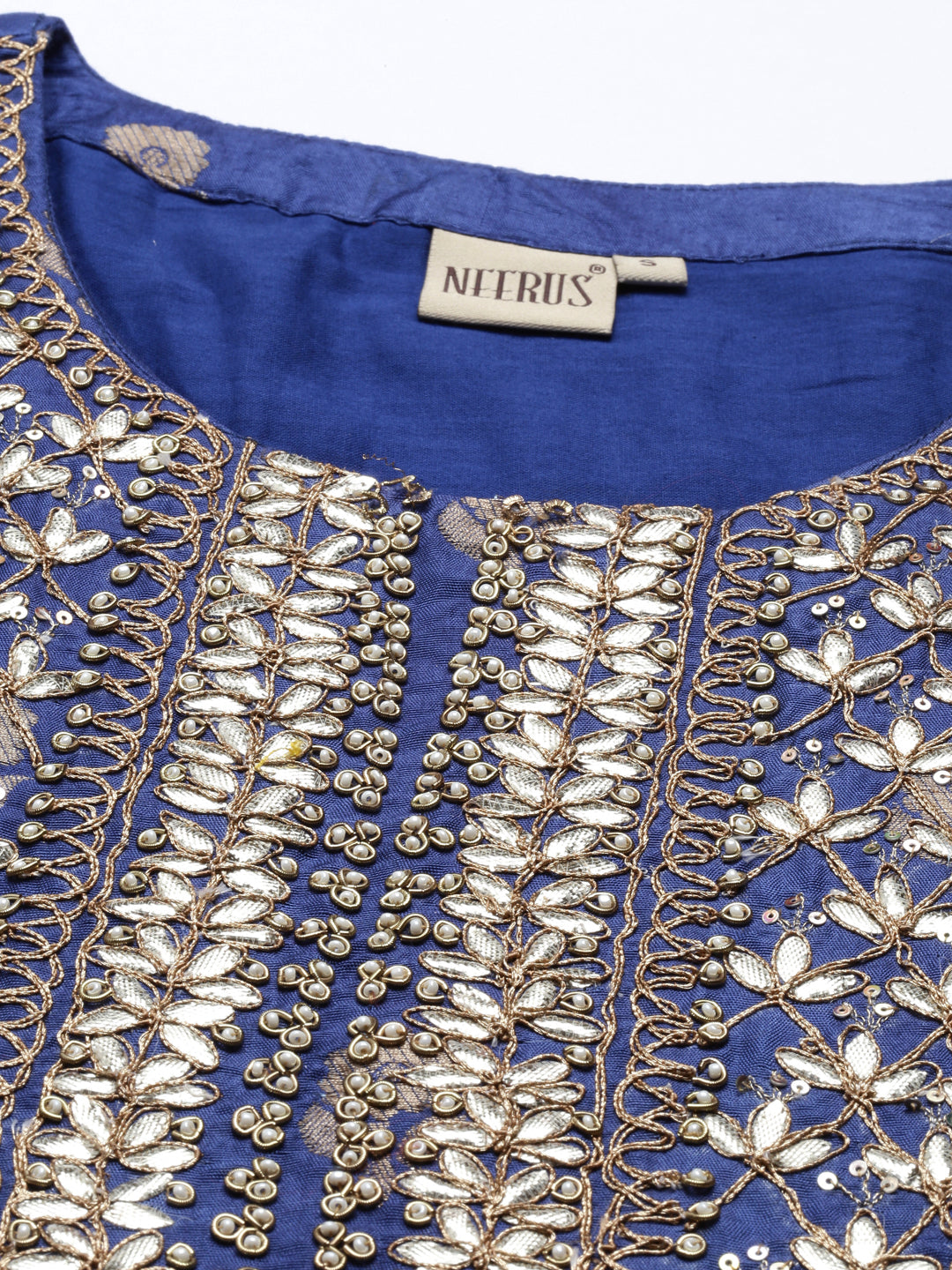 Neerus Blue shantoon printed kurti - detail view 4