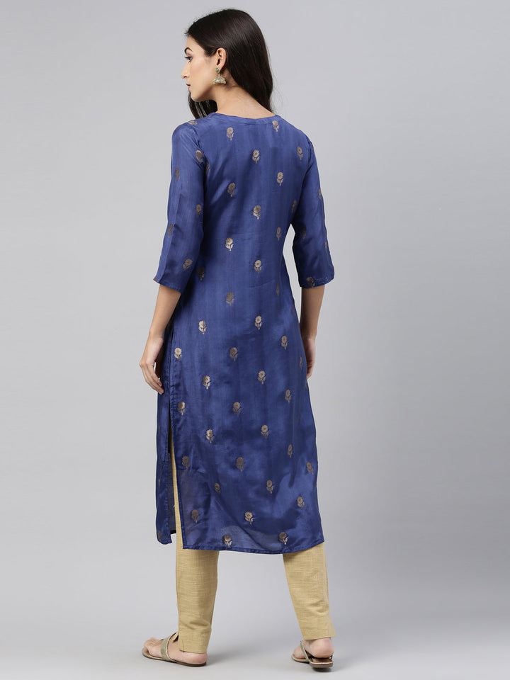 Neerus Blue shantoon printed kurti - detail view 1