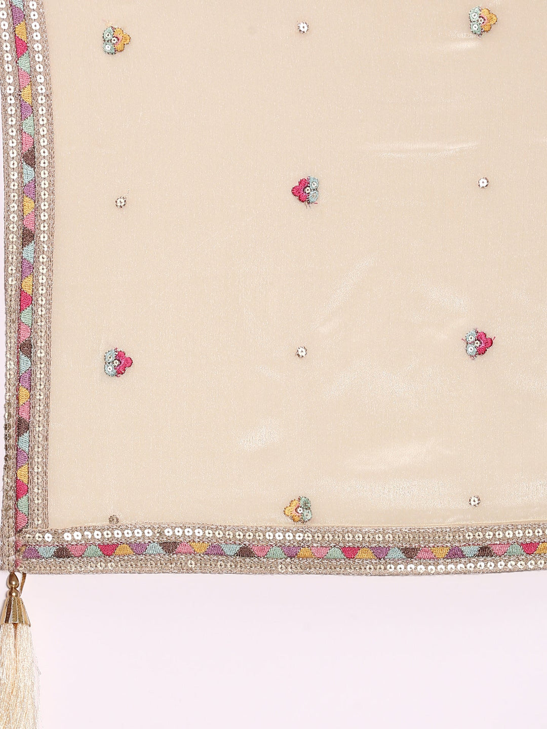 Neerus White tissue embroidered Anarkali suit set - detail view 4