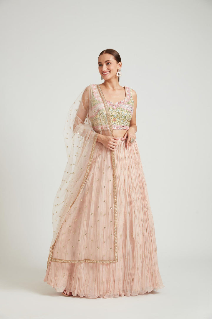 Neerus Orange georgette embellished lehenga choli - detail view 3