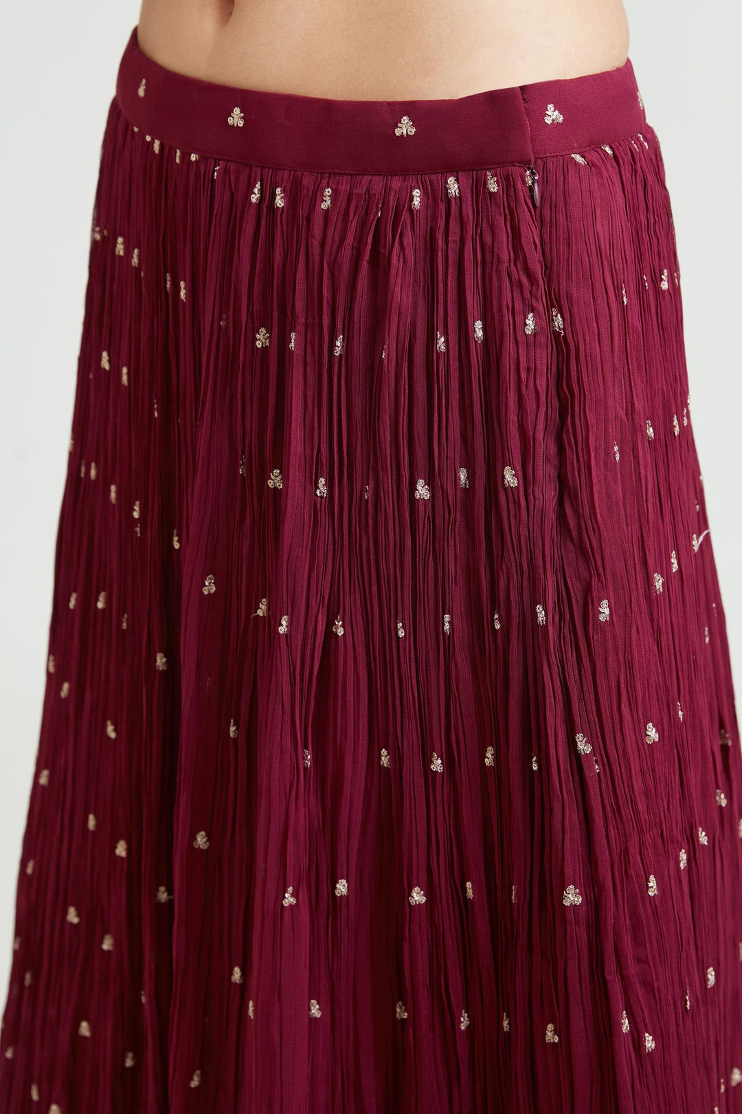 Neerus Maroon Georgette Embellished Lehenga Choli Set - detail view 2