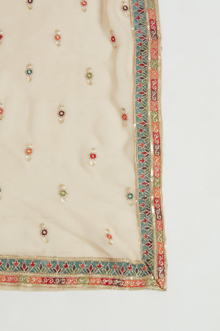 Neerus Beige georgette embellished lehenga choli set - detail view 3
