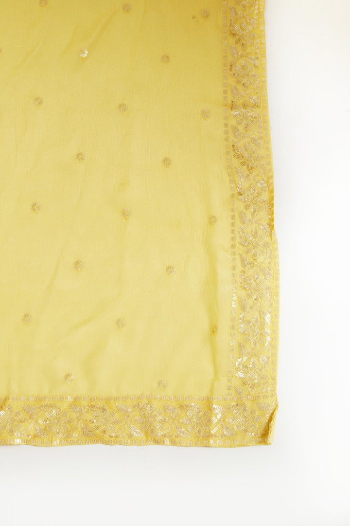 Neerus Yellow georgette printed kurta set - detail view 5