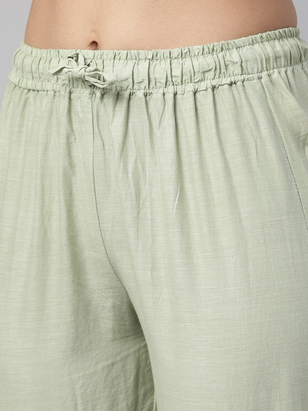 Neerus Green Chanderi printed kurta set - detail view 2