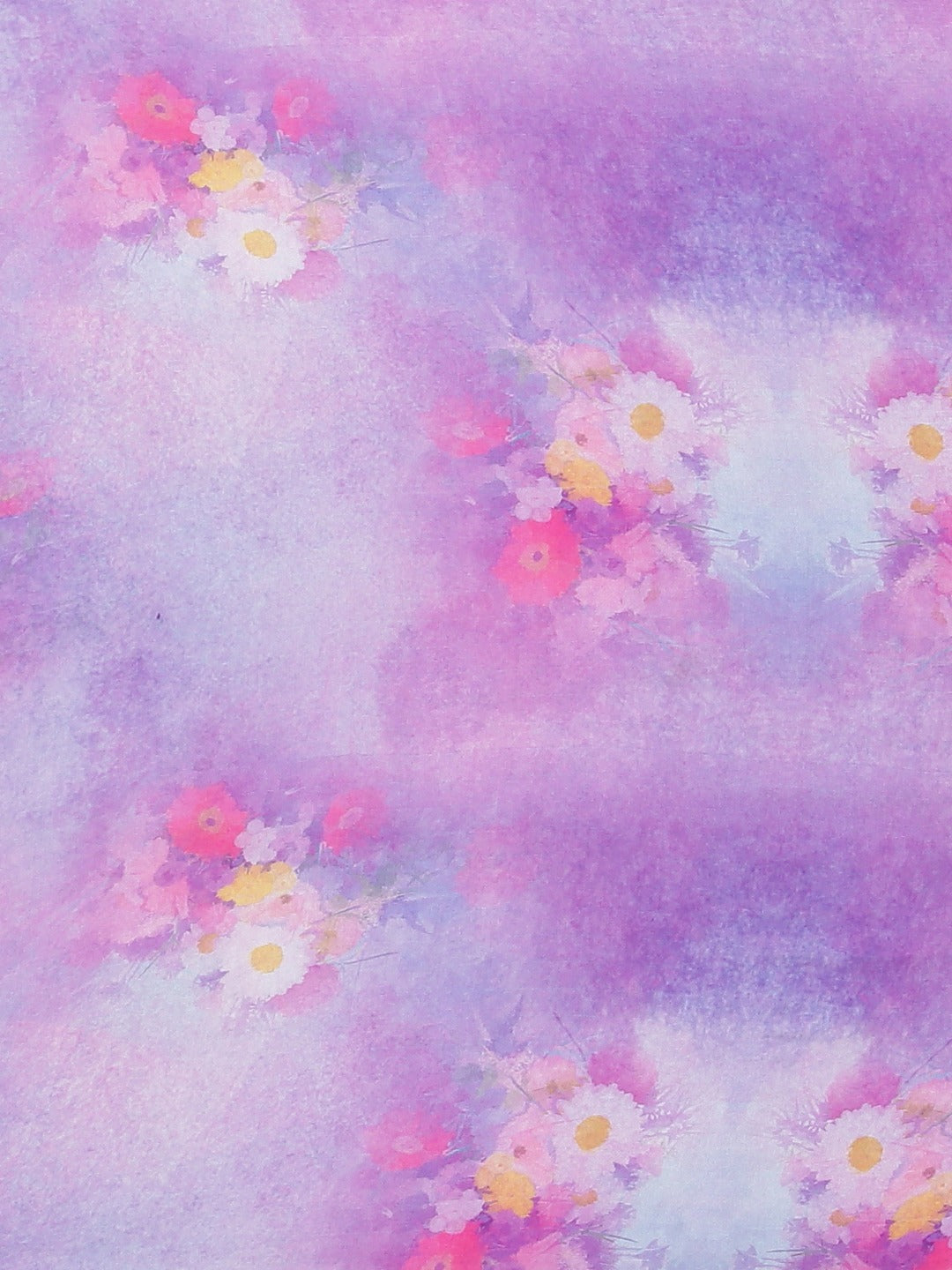 Neerus Purple crepe printed saree - detail view 3