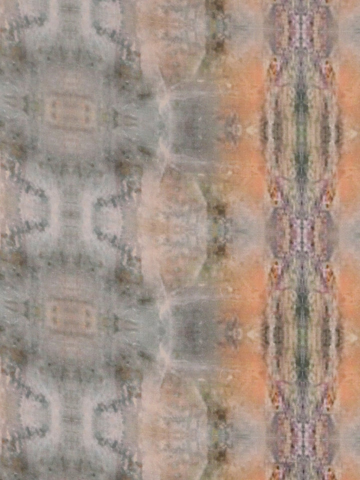 Neerus Multi crepe printed saree with blouse piece - detail view 3