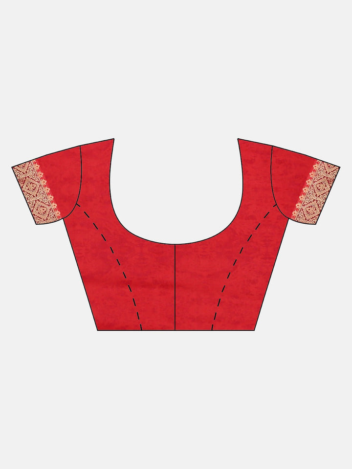 Neerus Red georgette printed saree with blouse piece - detail view 2