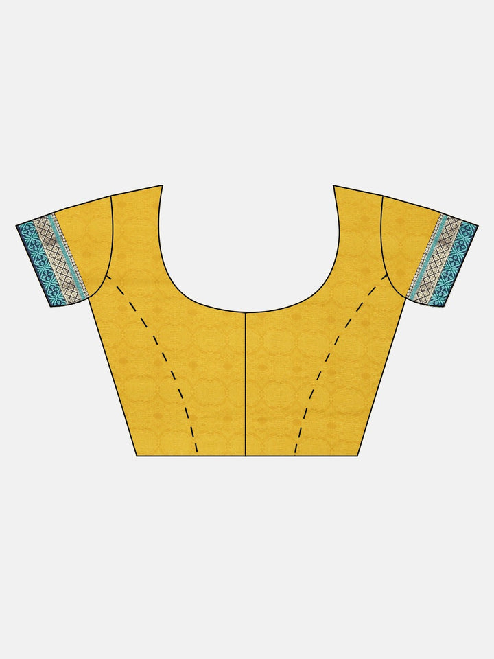 Neerus Yellow georgette printed saree with blouse piece - detail view 2