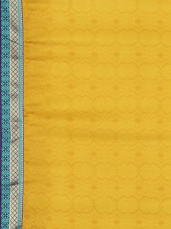 Neerus Yellow georgette printed saree with blouse piece - detail view 3