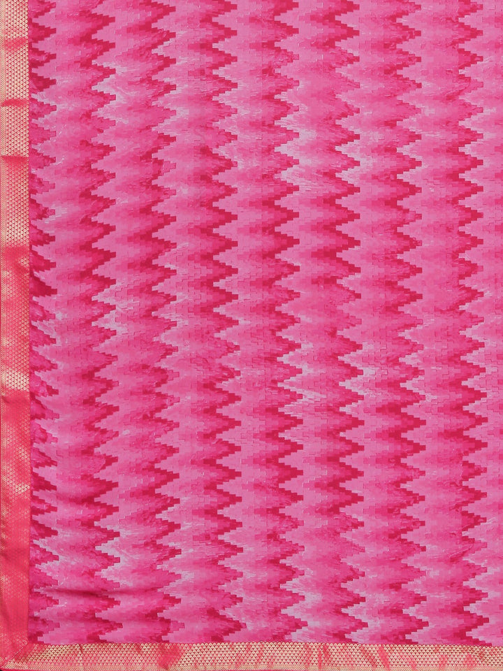 Neerus Pink georgette printed saree - detail view 1