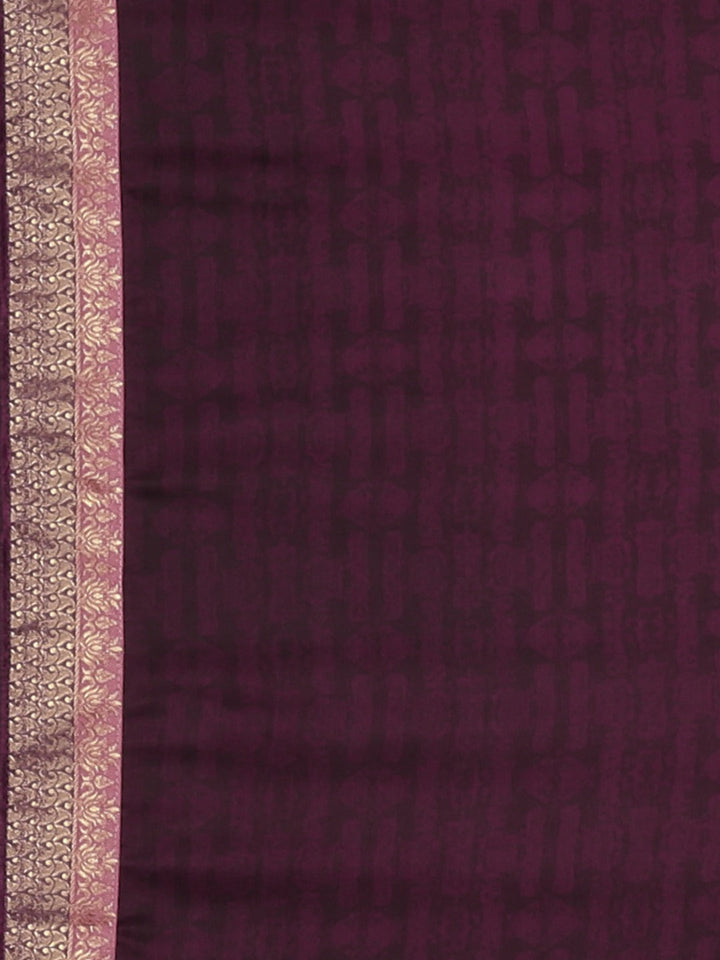 Neerus Purple georgette printed saree with blouse - detail view 3