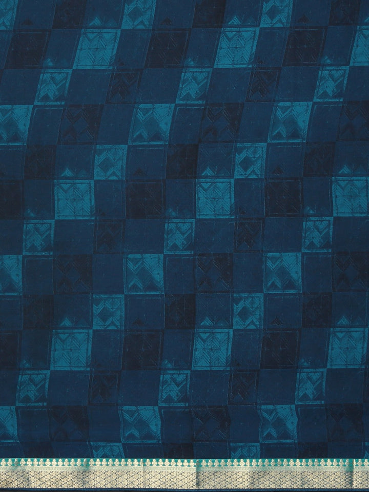Neerus Blue georgette printed saree - side view