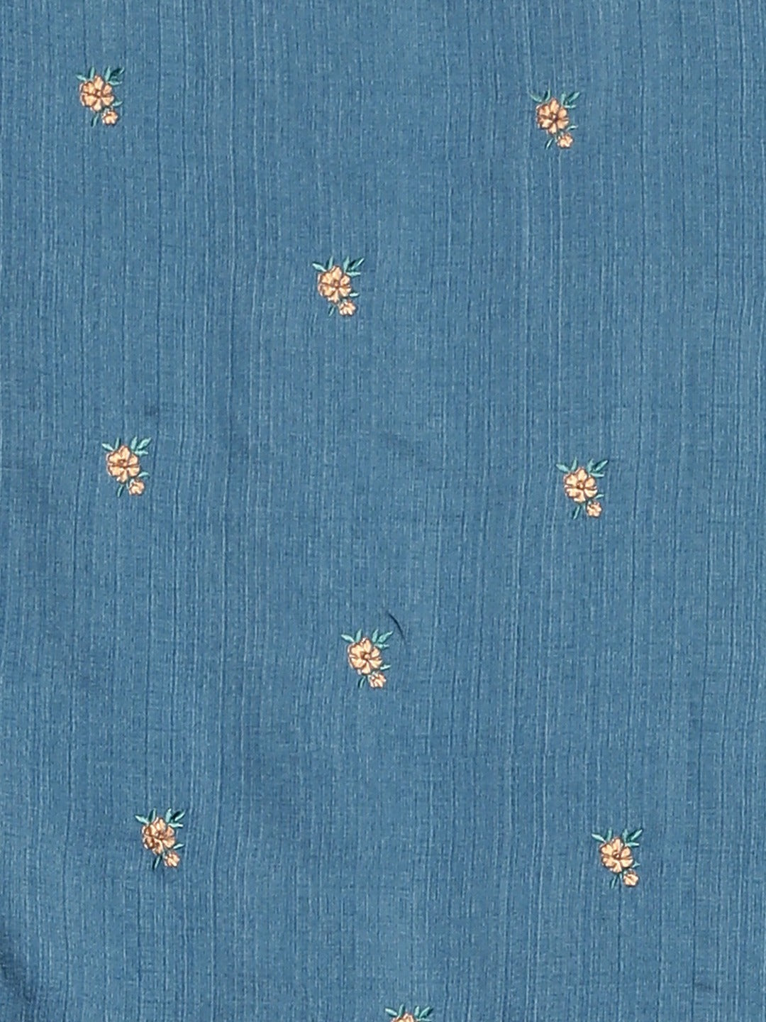 Neerus Blue georgette printed saree with blouse piece - detail view 3