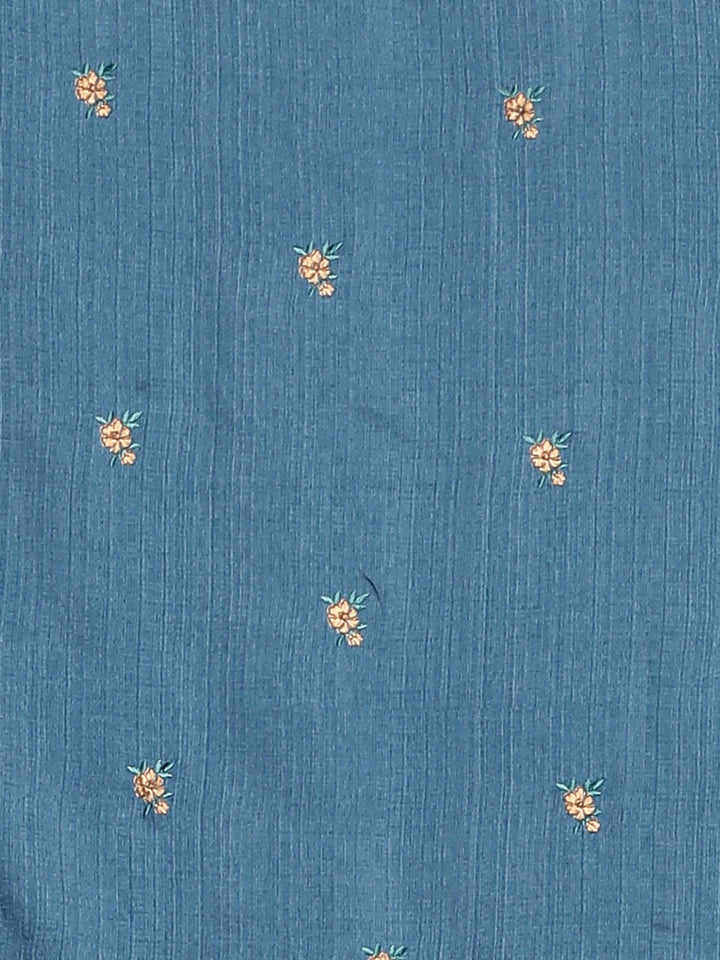 Neerus Blue georgette printed saree with blouse piece - detail view 3
