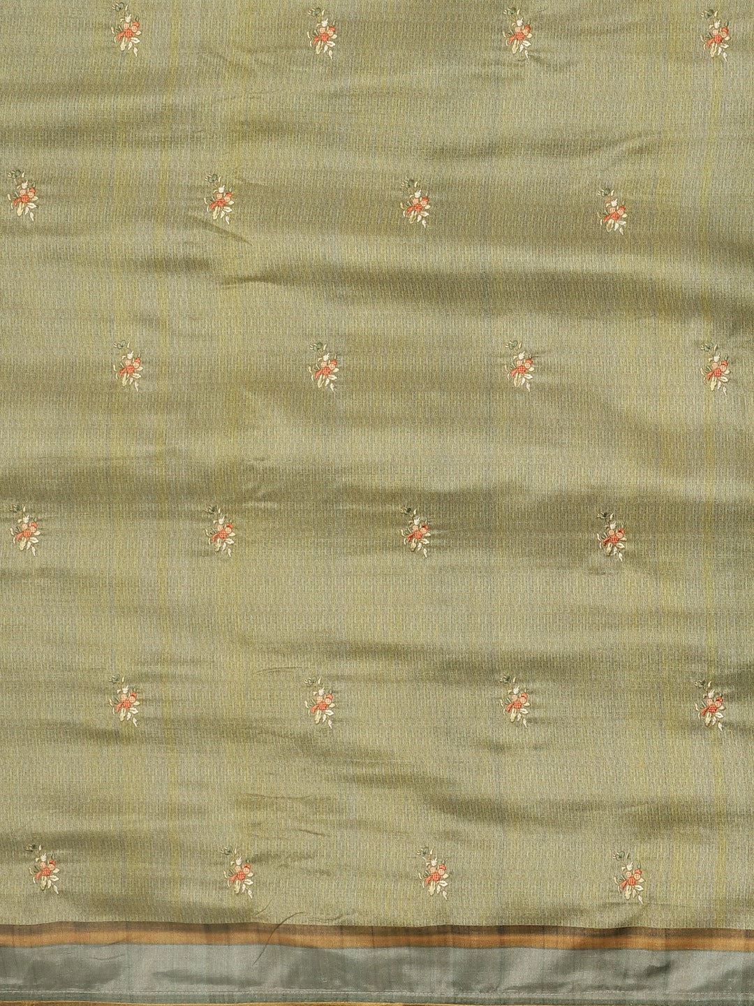 Neerus Green printed saree with blouse piece - side view