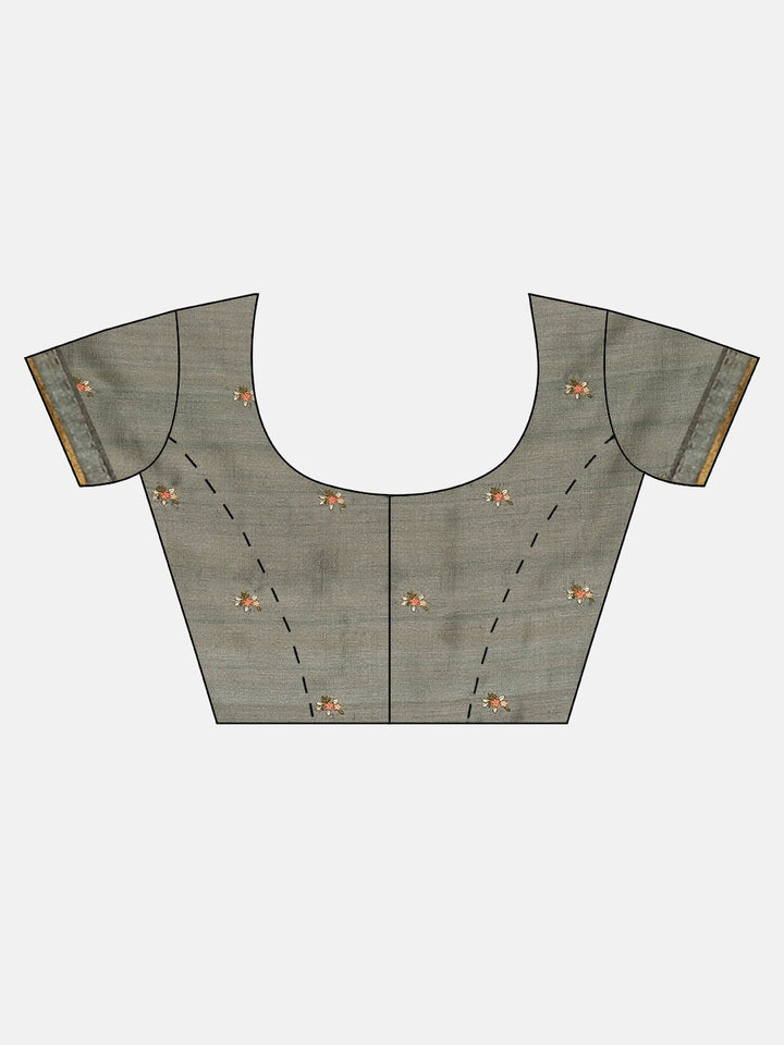 Neerus Green printed saree with blouse piece - detail view 2