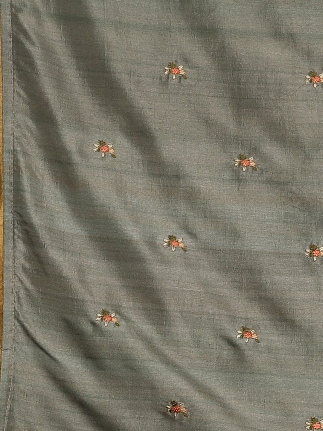 Neerus Green printed saree with blouse piece - detail view 3