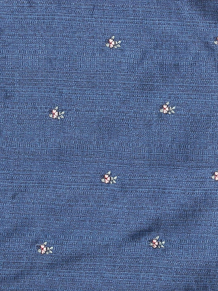 Neerus Beige georgette printed saree with blouse piece - detail view 3