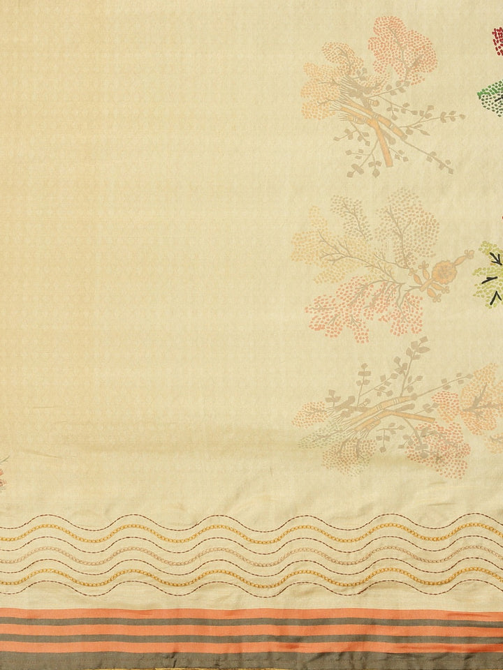 Neerus Yellow georgette printed saree - side view