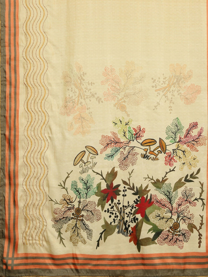 Neerus Yellow georgette printed saree - detail view 1