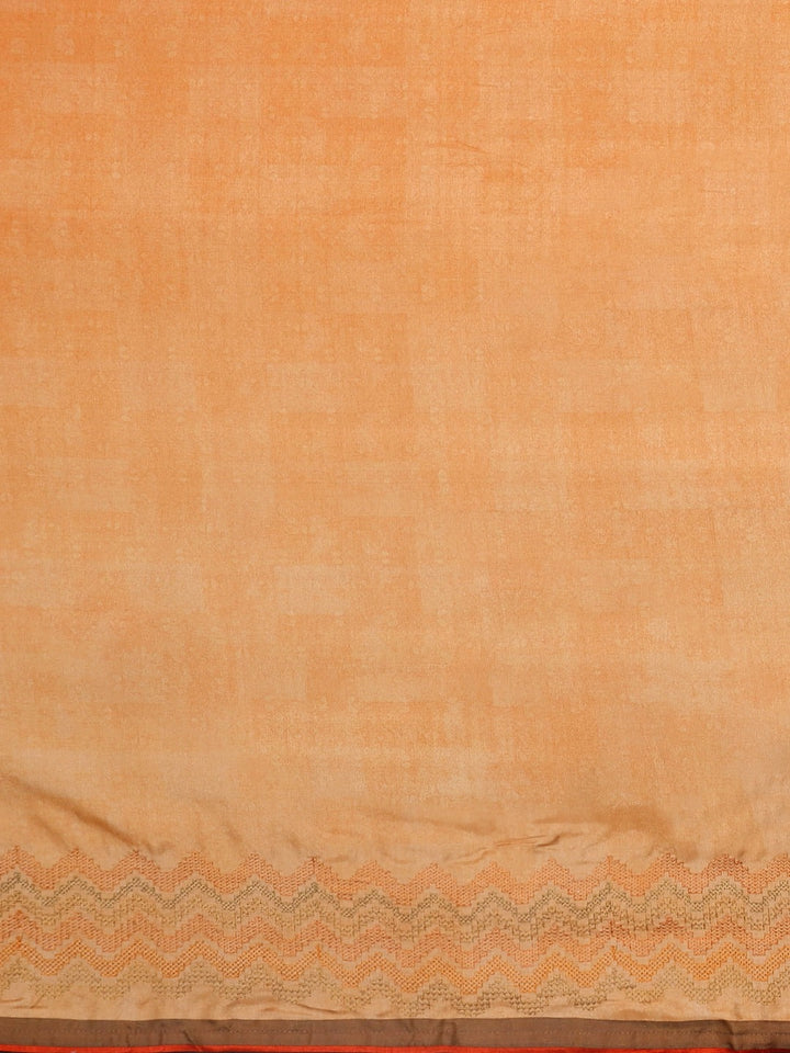 Neerus Orange georgette printed saree - side view