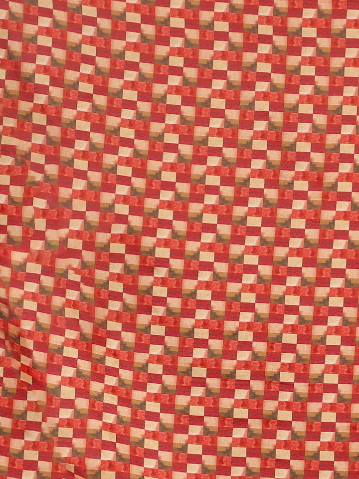 Neerus Orange georgette printed saree - detail view 3