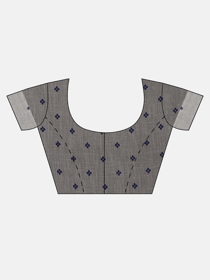 Neerus Grey Georgette Printed Saree with Blouse - detail view 2