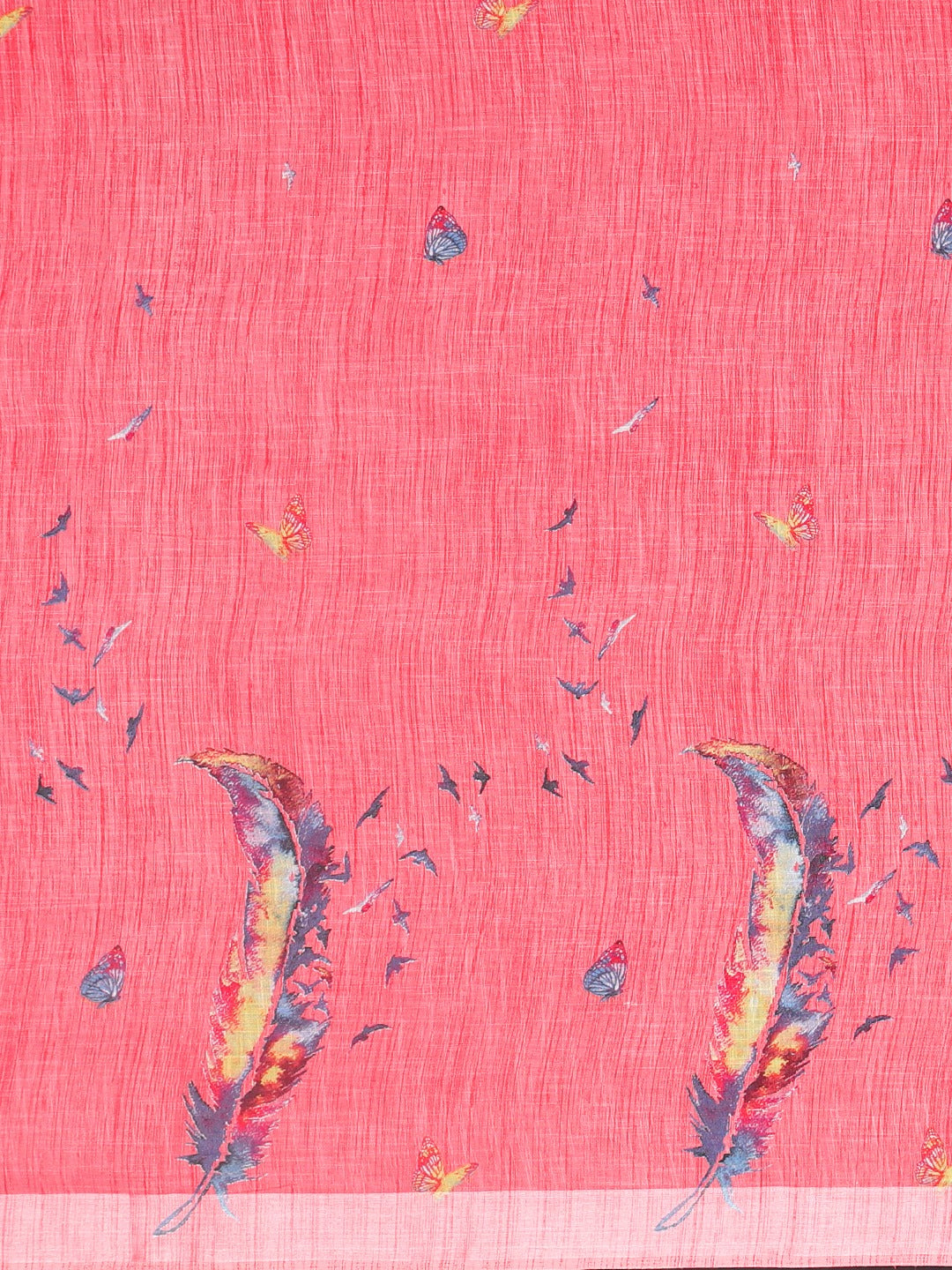 Neerus Pink georgette printed saree with blouse - side view