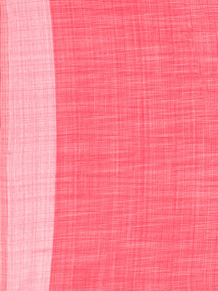 Neerus Pink georgette printed saree with blouse - detail view 3