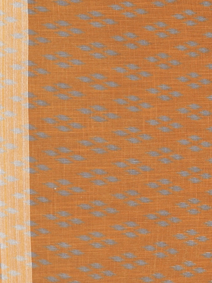 Neerus Orange printed saree with blouse piece - detail view 3
