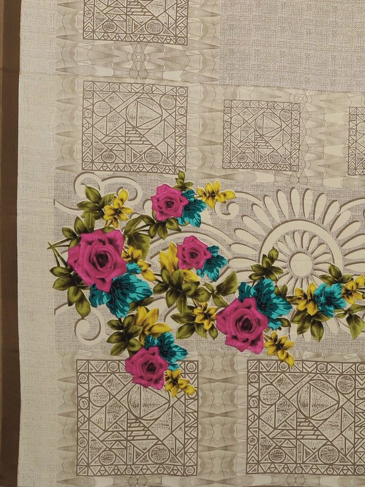 Neerus Beige georgette printed saree - detail view 1
