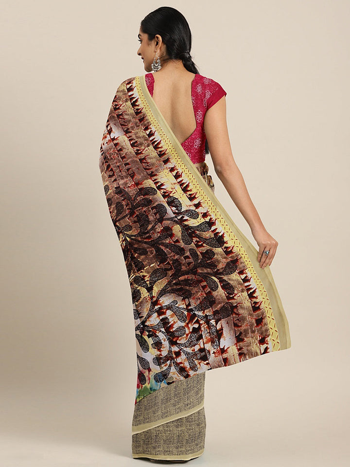 Neerus Multi georgette printed saree - back view
