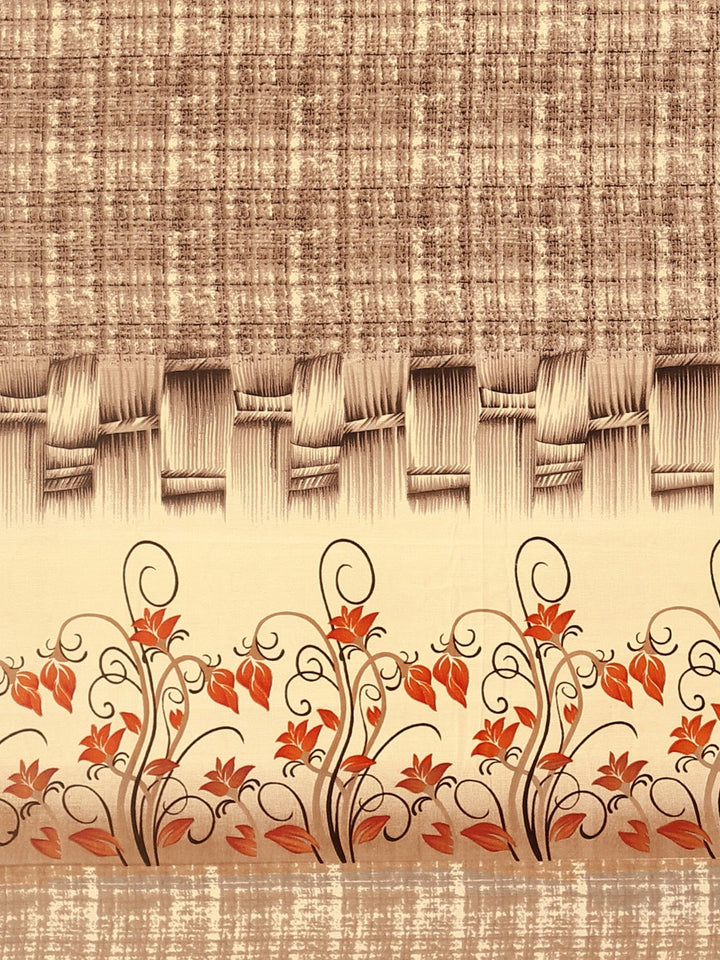 Neerus Beige Georgette Printed Saree - side view