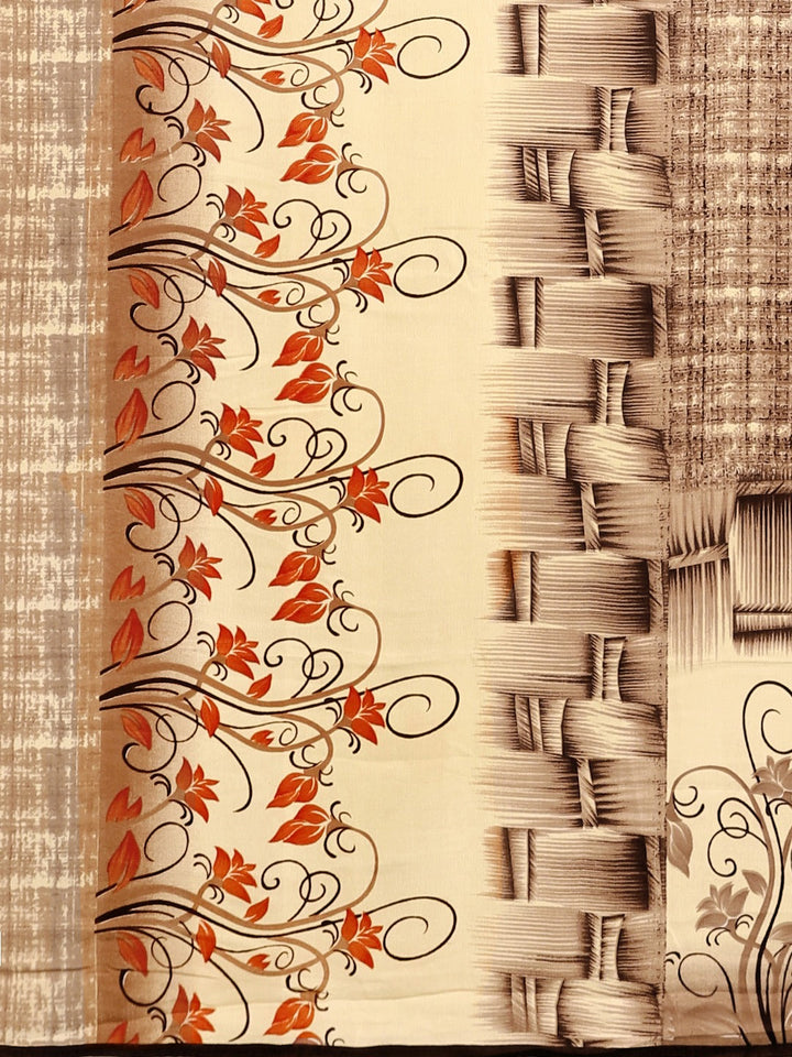 Neerus Beige Georgette Printed Saree - detail view 1