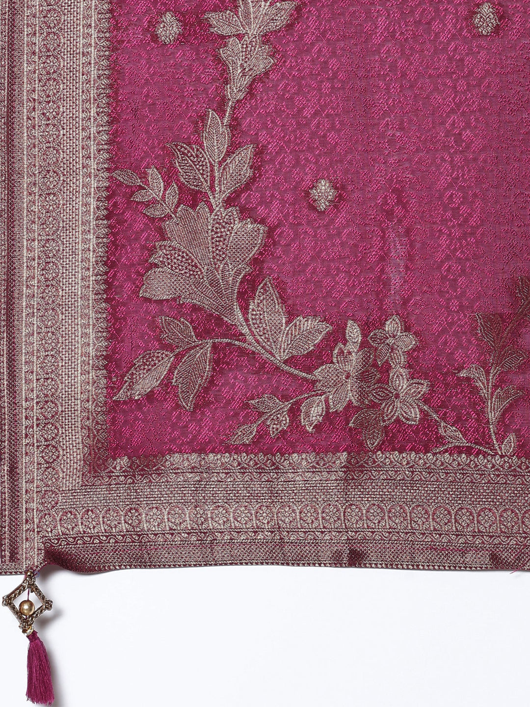 Neerus Pink silk embroidered suit set - detail view 4